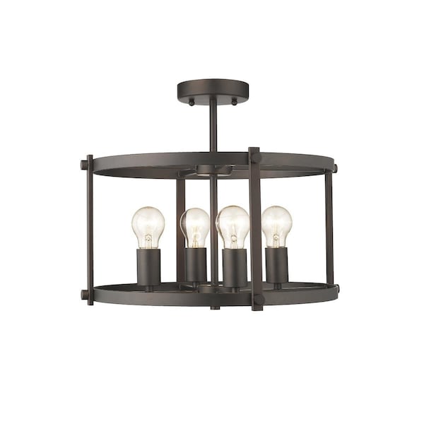 Feeltheglow Ironclad Farmhouse 4 Light Rubbed Bronze Convertible Semi-Flush Ceiling Fixture - 17.5 in. FE2542752 - main
